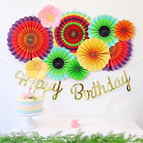 LRCXL 12PCS Colorful Party Paper Fans Set