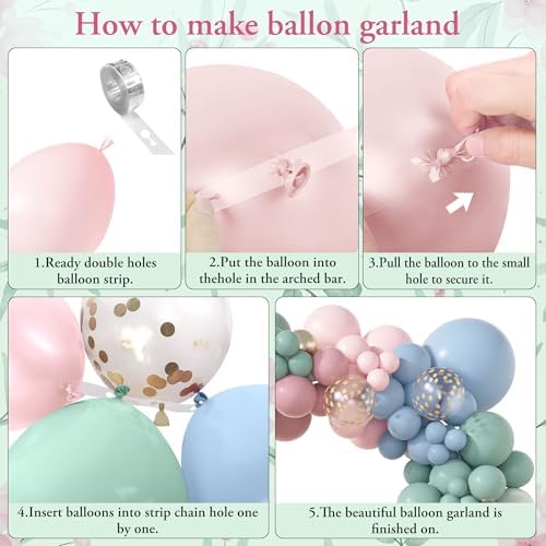 Amandir 173Pcs Pastel Balloon Arch Kit for Baby Showers and Birthdays