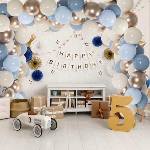 100pcs Dusty Blue Balloon Set with Ribbons