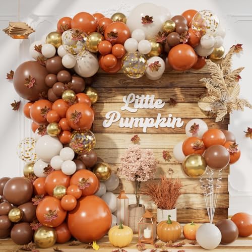215pcs Fall Balloon Arch Kit with Maple Leaves