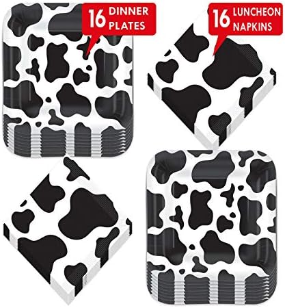 Cow Print Party Supplies - 16 Piece Set