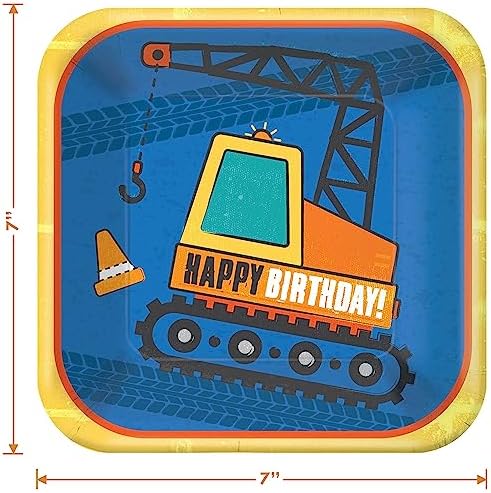 Construction Party Supplies Happy Birthday Blue Digger Plates Napkins Set