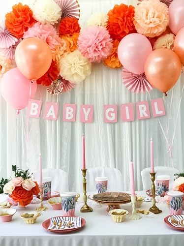 PapaKit Party Tissue Pom Poms 20 Piece Bright Orange Set