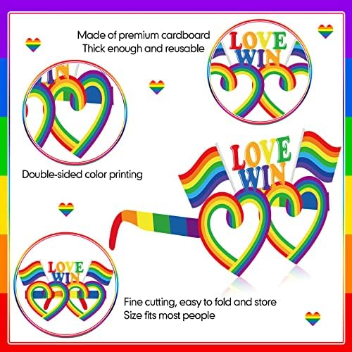 Pasimy Rainbow Pride Party Glasses Photo Booth Props Set of 32