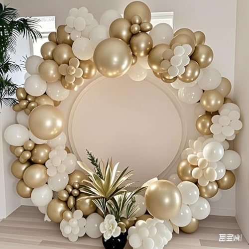 Cream Golden Balloons Garland Arch Kit for Celebrations