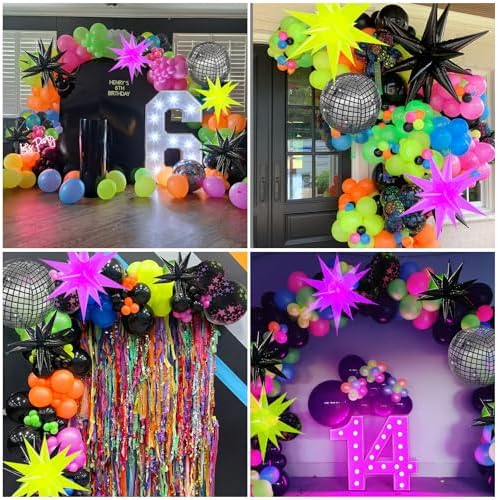 147pcs Neon Balloon Arch Kit for 80s 90s Birthday Party