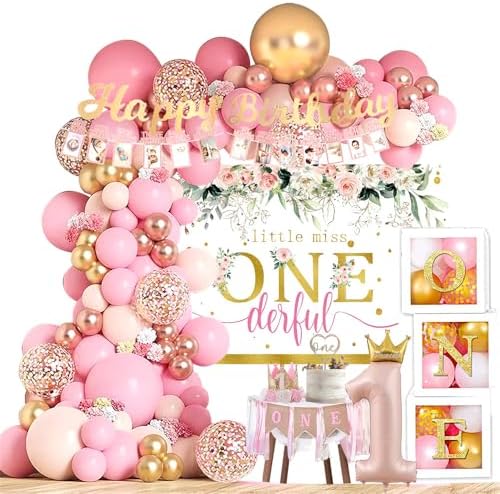 Baby Girl 1st Birthday Decorations Supplies Kit