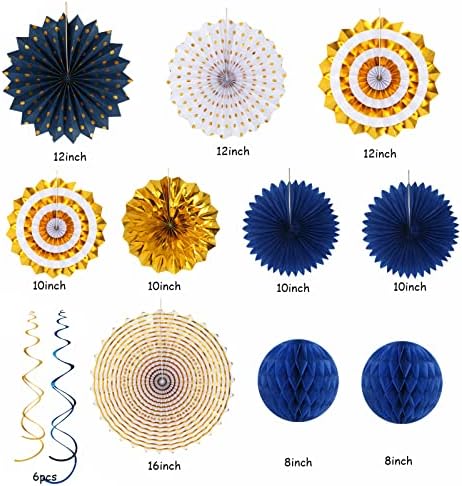 Navy Blue White Gold Graduation Party Decor Kit 33pcs