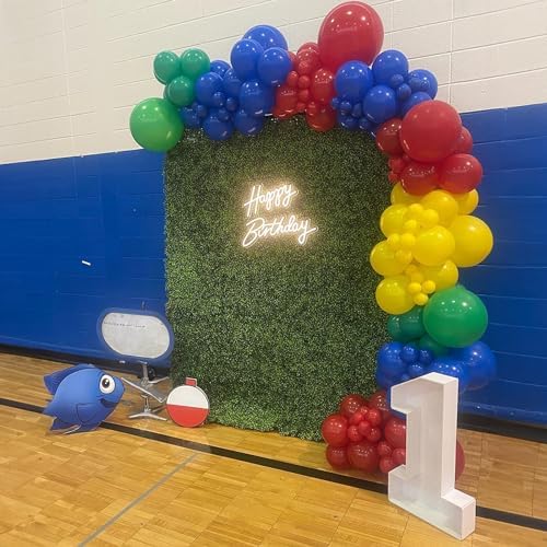 Red Yellow Blue Balloons with Confetti for Birthday Party