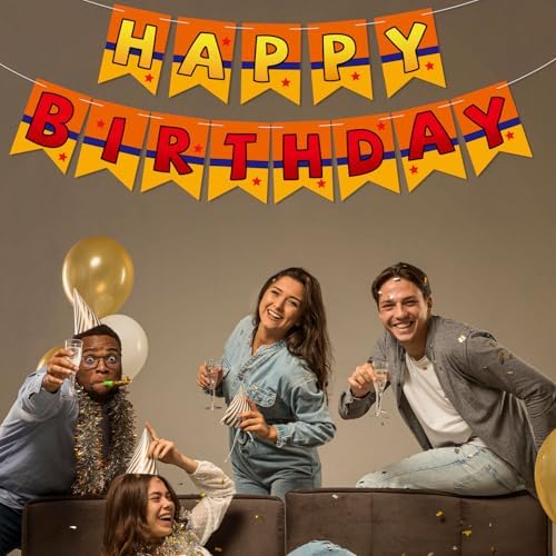 Anime Happy Birthday Banner with Swallowtail Flags