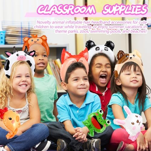 Libima 200 Pcs Zoo Animal Inflatable Headbands and Wrist Balloons with Pump