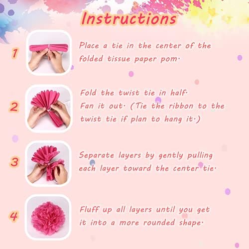 20 Pcs Pink Mix Tissue Pom Poms Party Decor Kit