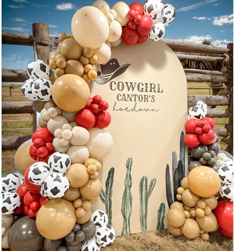 153 Pcs Red Brown Cow Balloon Arch Garland Kit