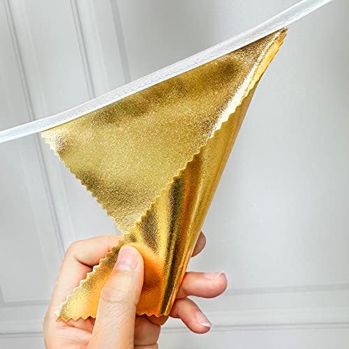 32 Foot Martini Party Metallic Gold Brown Pennant Banner Garland