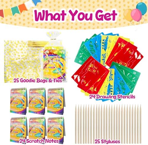 Decojoy Rainbow Scratch Art Party Favors for Kids 4-8 Years