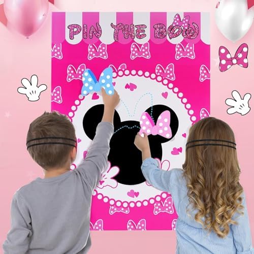 Cute Mouse Birthday Party Decor Kit with 24 Bow Stickers