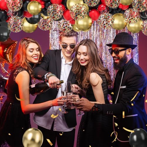 Red Black Gold Balloon Arch Kit 114PCS 4 Sizes for Party Decorations