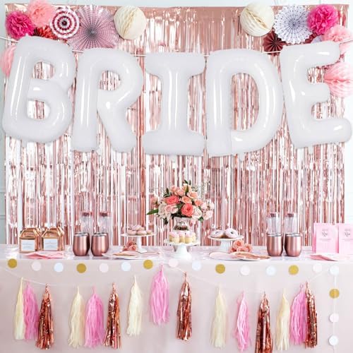 40 Inch White BRIDE Foil Balloons Decor Set