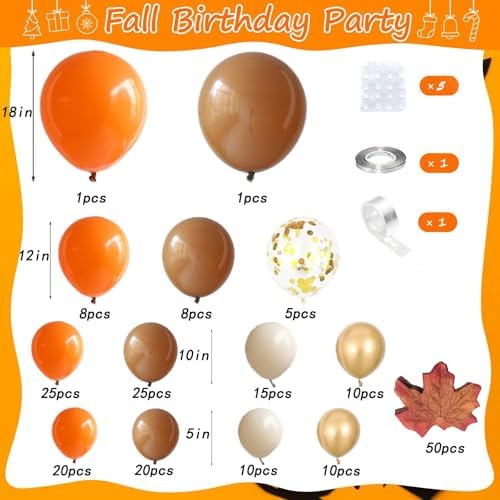 215pcs Fall Balloon Arch Kit with Maple Leaves