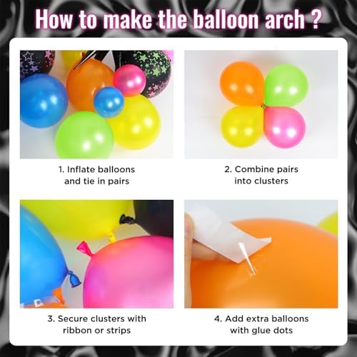 147pcs Neon Balloon Arch Kit for 80s 90s Birthday Party