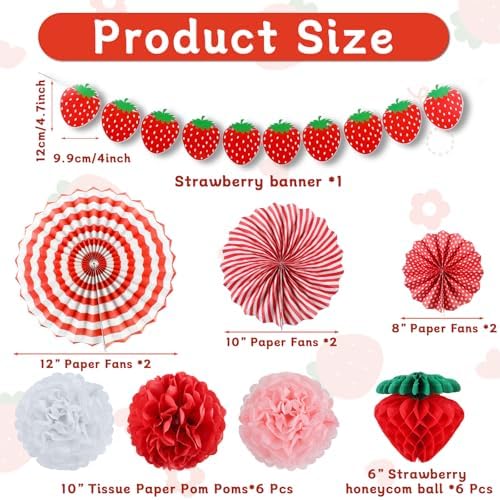 Strawberry Themed Party Decorations Set