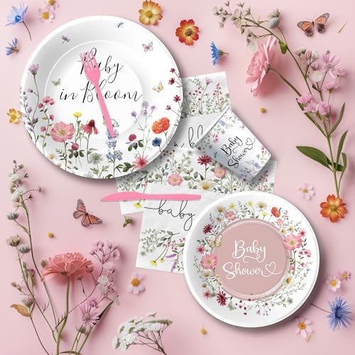 Floral Baby Shower Tableware Set for 24 Guests