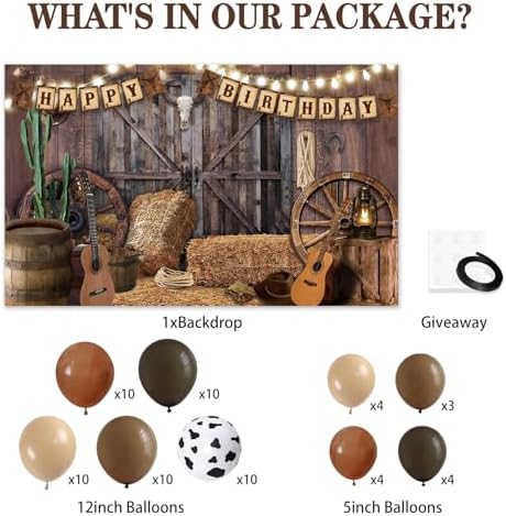Western Cowboy Party Decorations Set with Backdrop and Balloons