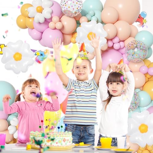 Ouddy Party 168Pcs Daisy Balloon Garland Kit