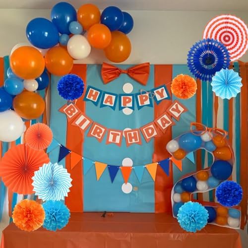 Cmaone Blue Orange Party Decorations Set Kids Birthday