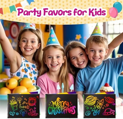 Decojoy Rainbow Scratch Art Party Favors for Kids 4-8 Years