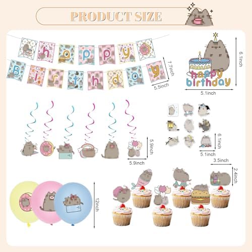 106 Pcs Cat Birthday Decorations Party Supplies