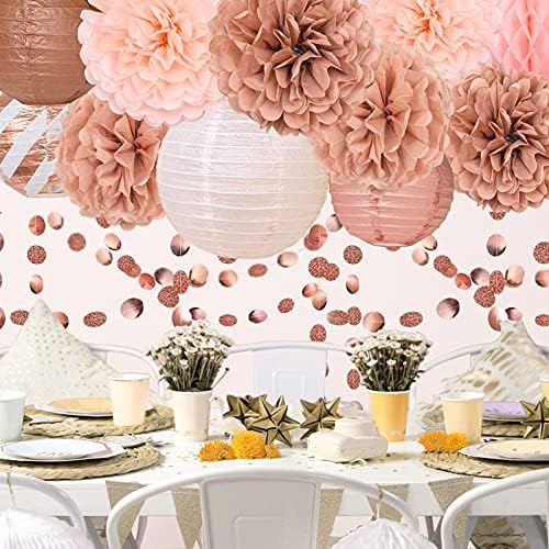 Rose Gold Party Decorations 13 Pcs Hanging Set