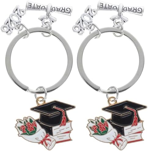 LUOZZY Graduation Keychain Class of 2026 Grad Cap Book Charm