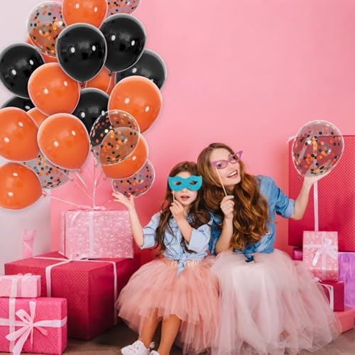 68Pcs Black and Orange Balloons Set for Halloween and Graduation