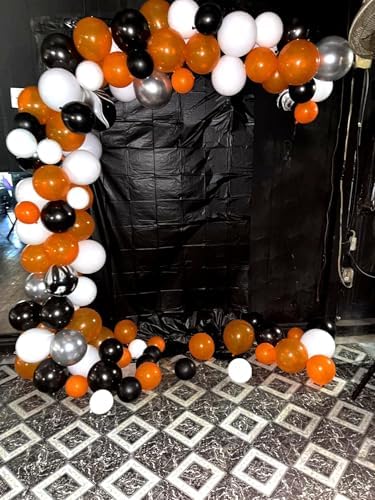Black Orange and Silver Balloon Garland Arch Kit for Halloween
