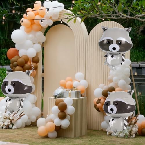 AIQINHU Raccoon Balloons 6 Pcs Foil Animal Decorations