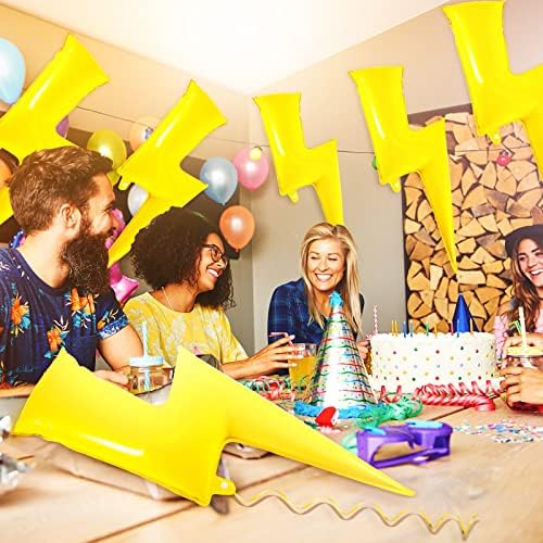Deekin 4 Pcs 45 Inch Lightning Bolt Foil Balloons Yellow