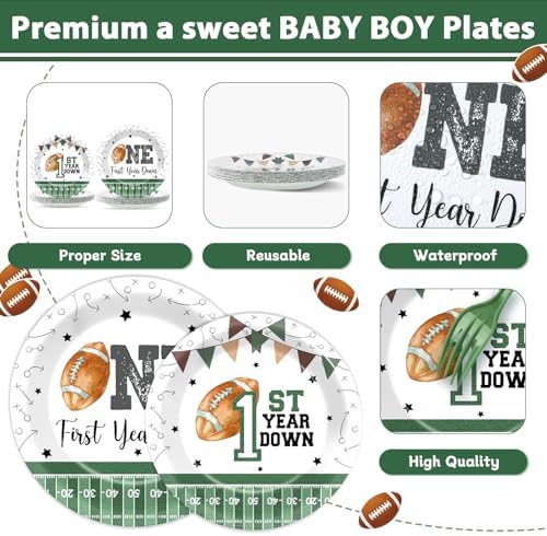 200PCS Football 1st Birthday Tableware Set for Kids
