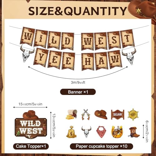 Cowboy Party Decorations Set with Backdrop and Balloons
