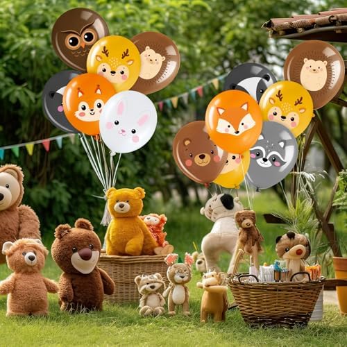 45 Pcs Woodland Animal Balloons 12 Inch Party Decor