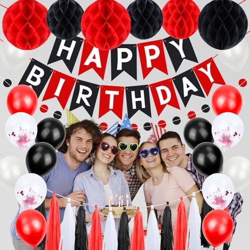 Black and Red Birthday Decorations Set - Party Decor for All Ages