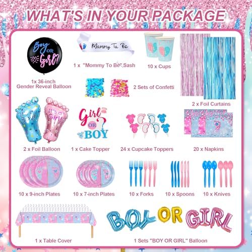 Boy Or Girl Gender Reveal Decorations Set
