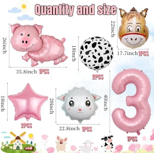 21 PCS Farm Animal Theme Balloons Party Decor