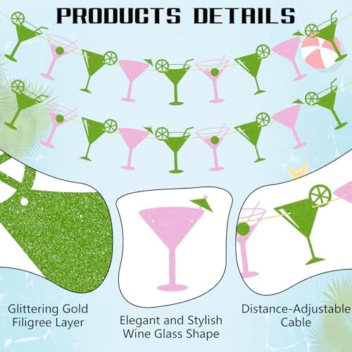 2Pcs Martini Cup Decorations Banners for Parties