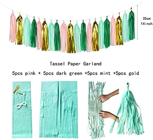 Sage Green Pink Gold Party Decor Kit 30pcs