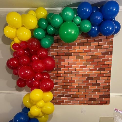 Red Yellow Blue Balloons with Confetti for Birthday Party