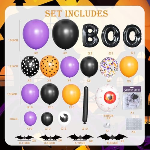 Halloween Balloon Decoration Kit with 132pcs Supplies