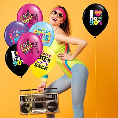 90s Party Balloons 40 Pack Retro Neon Decorations