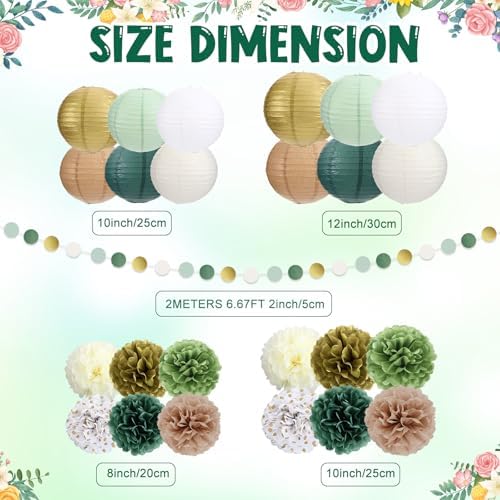 Glooglitter 26 Pcs Sage Green Party Decorations