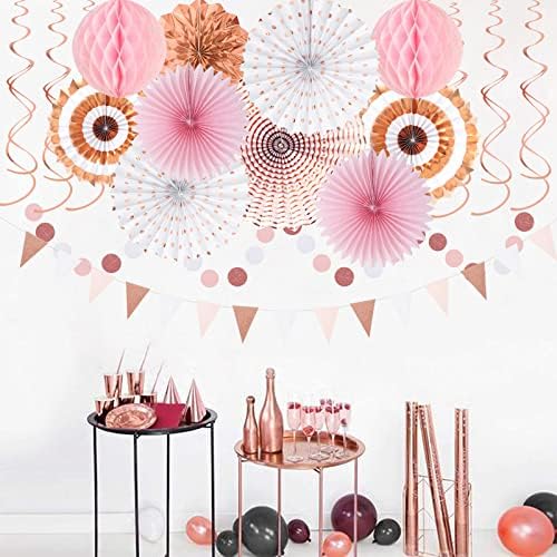 Rose Gold Pink White Party Decorations 33pcs